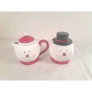 4 Pc Creative Co-Op Frosty The Snowman cream And Sugar Set